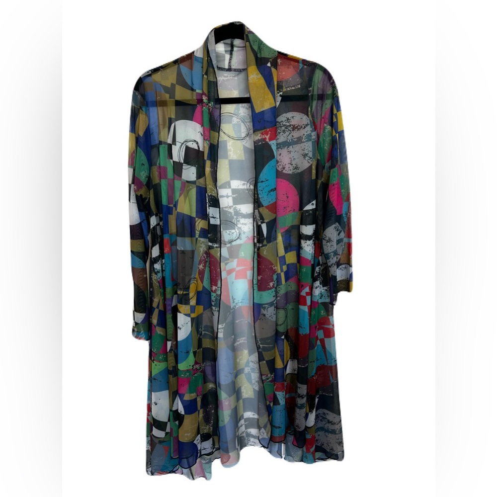 🎨 Colorful Abstract Graphic Print Kimono  – One Size